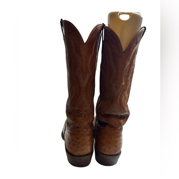 Lucchese classic handmade Ostrich Brown/ Tan Cowboy Boots size 9.5